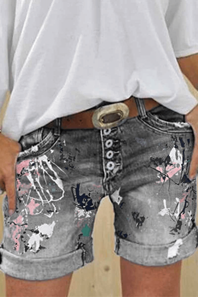 Antmvs Casual Washed Printed Jeans
