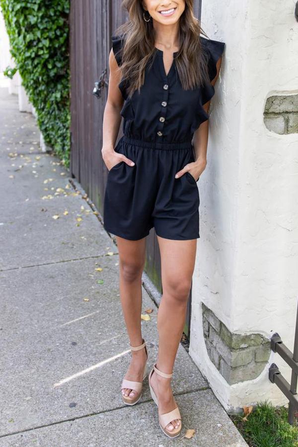 Antmvs Seek To Be Chic Ruffle Button Down Romper