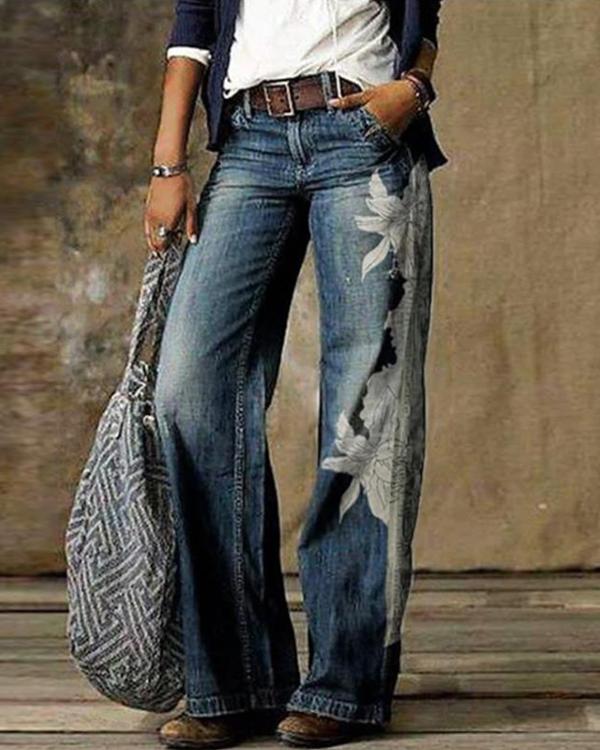 Antmvs Vintage Pocket Denim Loose Jeans Pants