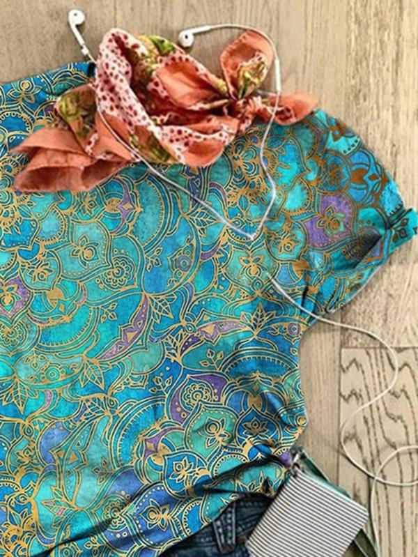 Printed Casual Crew Neck Shirts & Tops