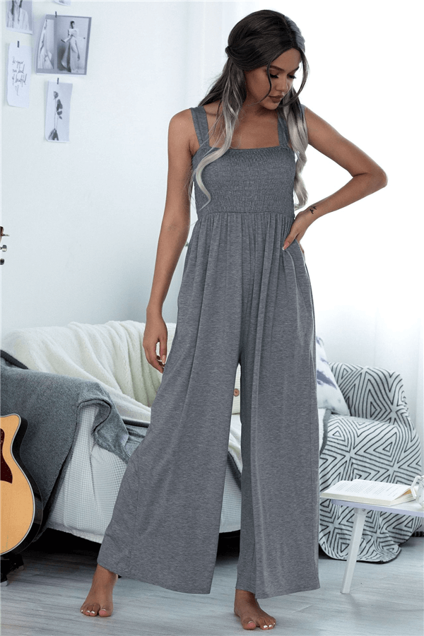 Antmvs Fashion Solid Color Wide-Legged Jumpsuit