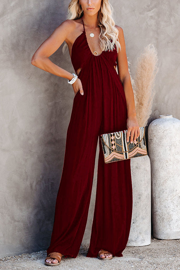 Antmvs Brave Soul Halter Neck Wide Leg Jumpsuit