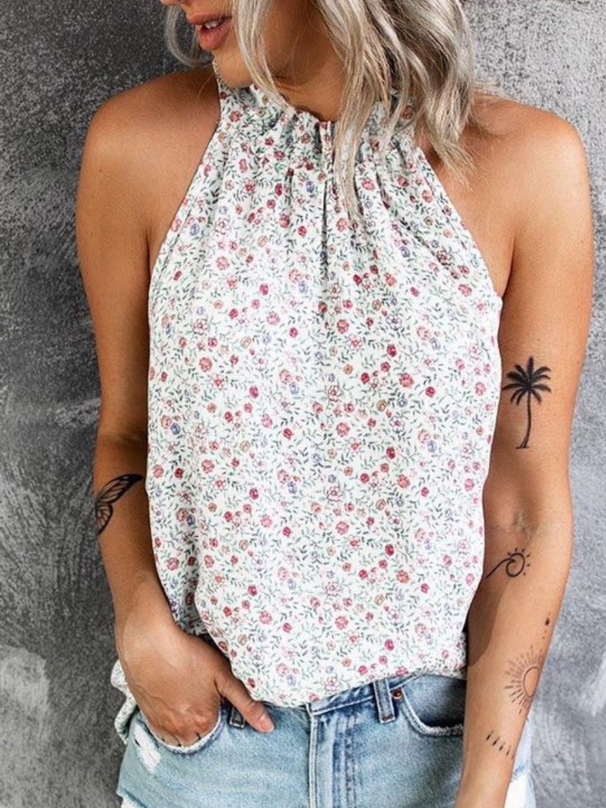 Holiday Printed Sleeveless Tops
