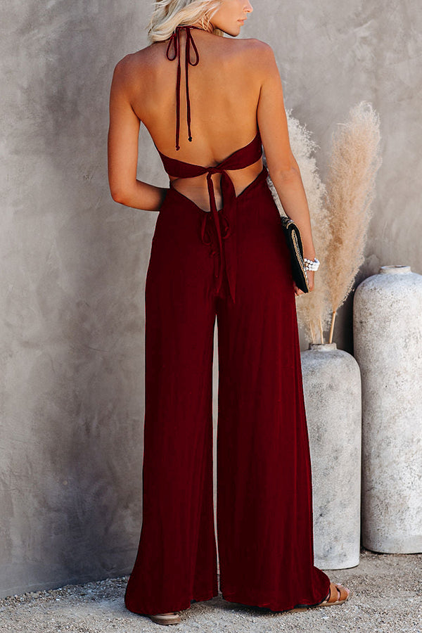 Antmvs Brave Soul Halter Neck Wide Leg Jumpsuit