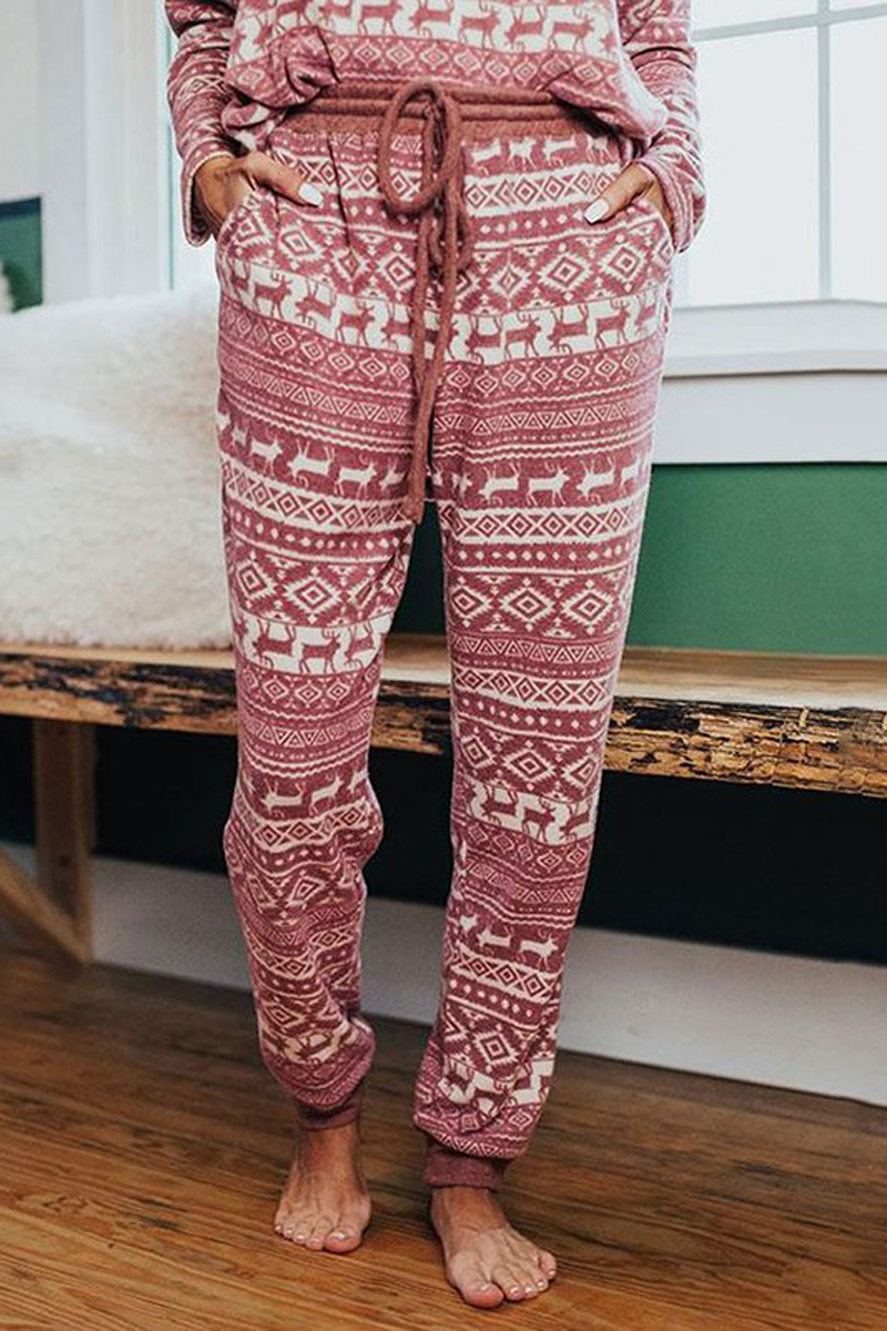 Antmvs Christmas Pile Collar Long Sleeve Pant Suit