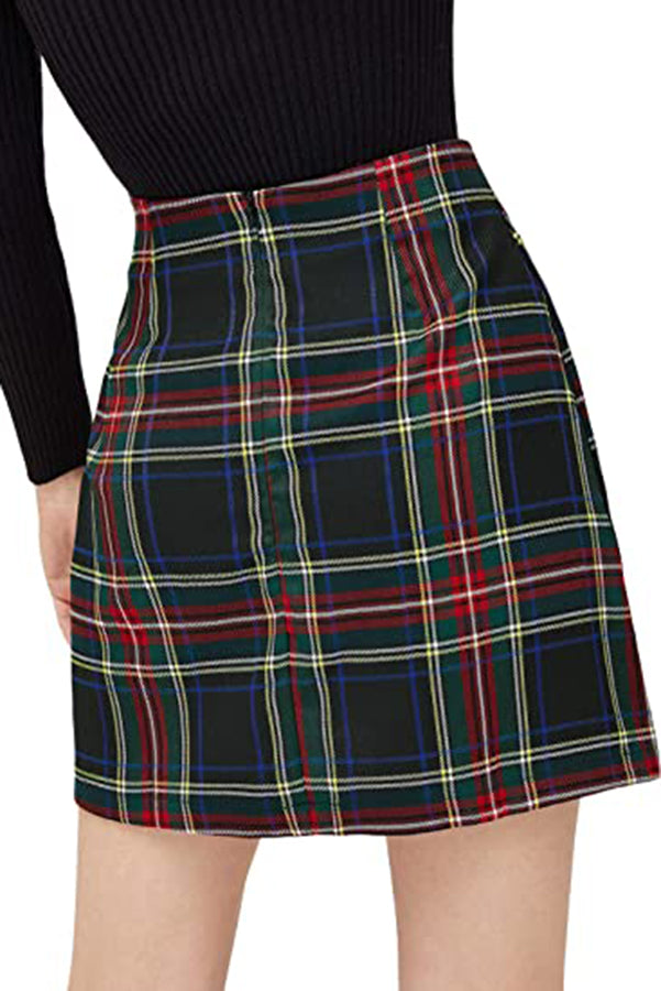 Antmvs Interested In You Christmas Color Plaid Skirt