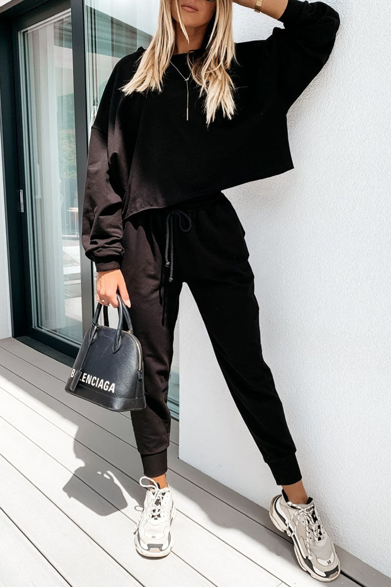 Antmvs Solid Sport Drawstring Top & Pants