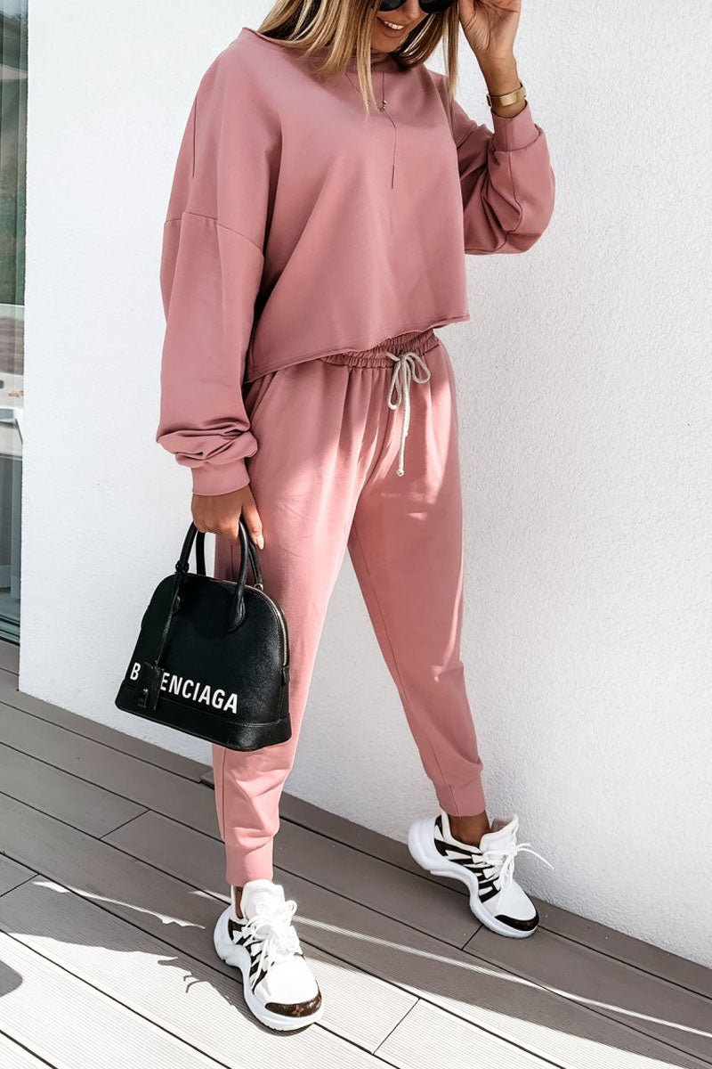 Antmvs Solid Sport Drawstring Top & Pants