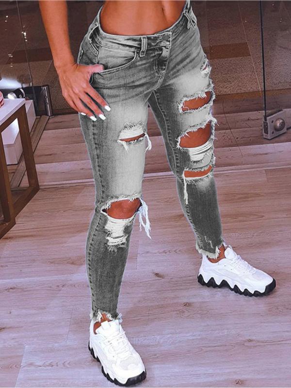 Antmvs Low-Rise Hip-Lift Ripped Stretch Jeans