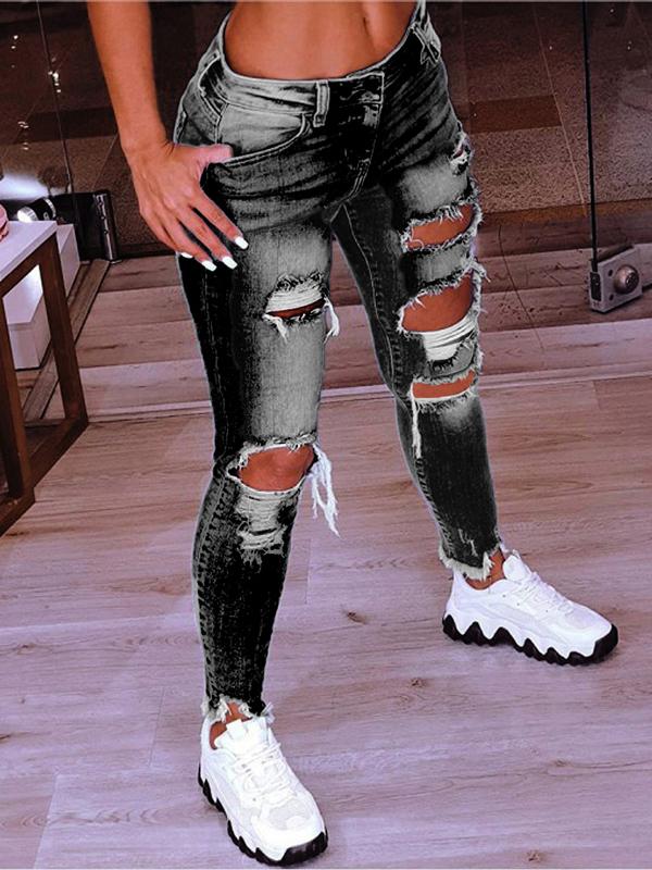 Antmvs Low-Rise Hip-Lift Ripped Stretch Jeans