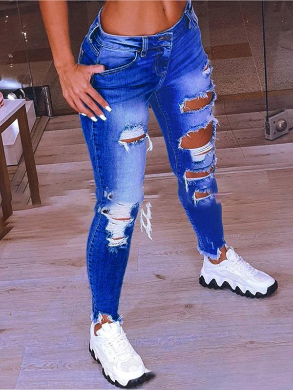 Antmvs Low-Rise Hip-Lift Ripped Stretch Jeans