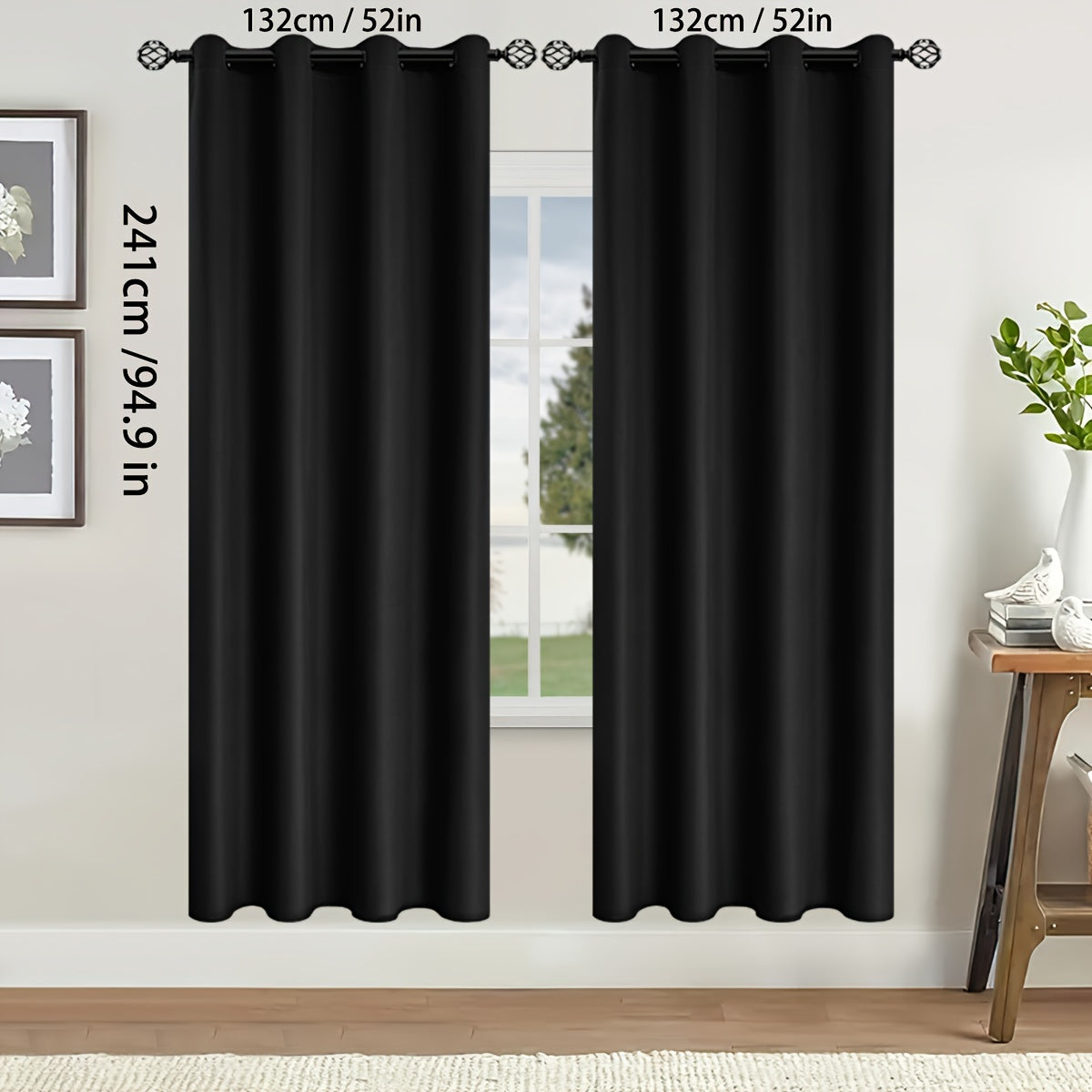 2 Pieces of Stylish Solid Blackout Curtains for Bedroom and Living Room - UV Protection, Easy Sliding, and Contemporary Design