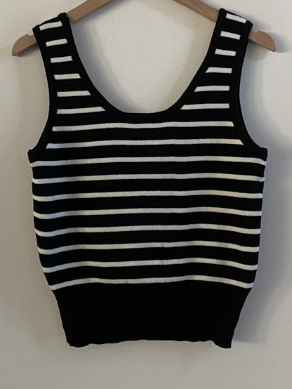 Antmvs Striped Knitted Tank Top, Sleeveless Casual Sweater, Women's Clothing