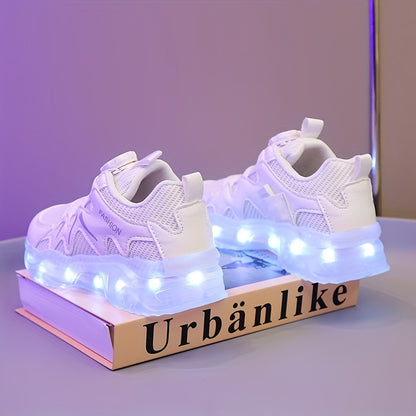 Rapid-Charging Luminous Sole Sneakers - Innovative Rotating Button, Fashionable Retro Style, Ultra-Comfortable & Ventilated for Trendy Boys