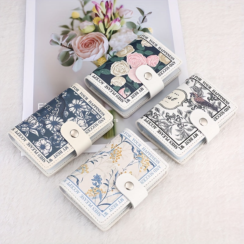 Floral Vintage Style Women's Credit Card Wallet, Multi-Slot Compact Card Holder For Daily Use