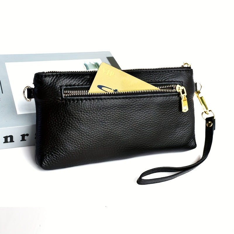 Luxury Bee Decor Clutch Bag, Fashion Multi Zipper Coin Purse, Women's Leather Wrist Phone Bag