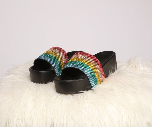 Antmvs Rhinestone Rainbow Slides