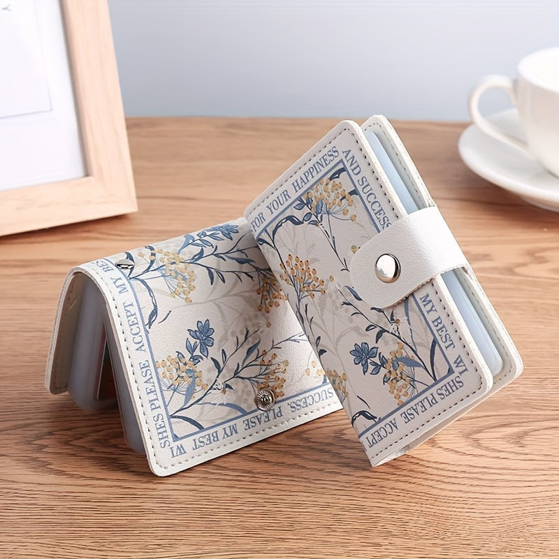 Floral Vintage Style Women's Credit Card Wallet, Multi-Slot Compact Card Holder For Daily Use