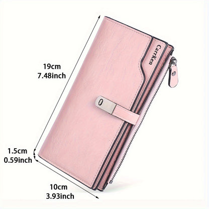 Women's Fashion Simple Large Capacity Long Wallet, Casual Tri-fold Multi-card Money Clip, Zipper Snap Coin Coin Purse, Gifts