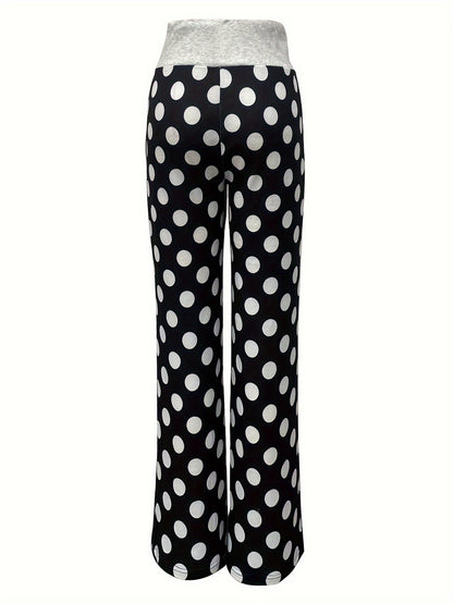 Antmvs Polka Dot Print Pants, Casual Drawstring Waist Loose Pants, Women's Clothing