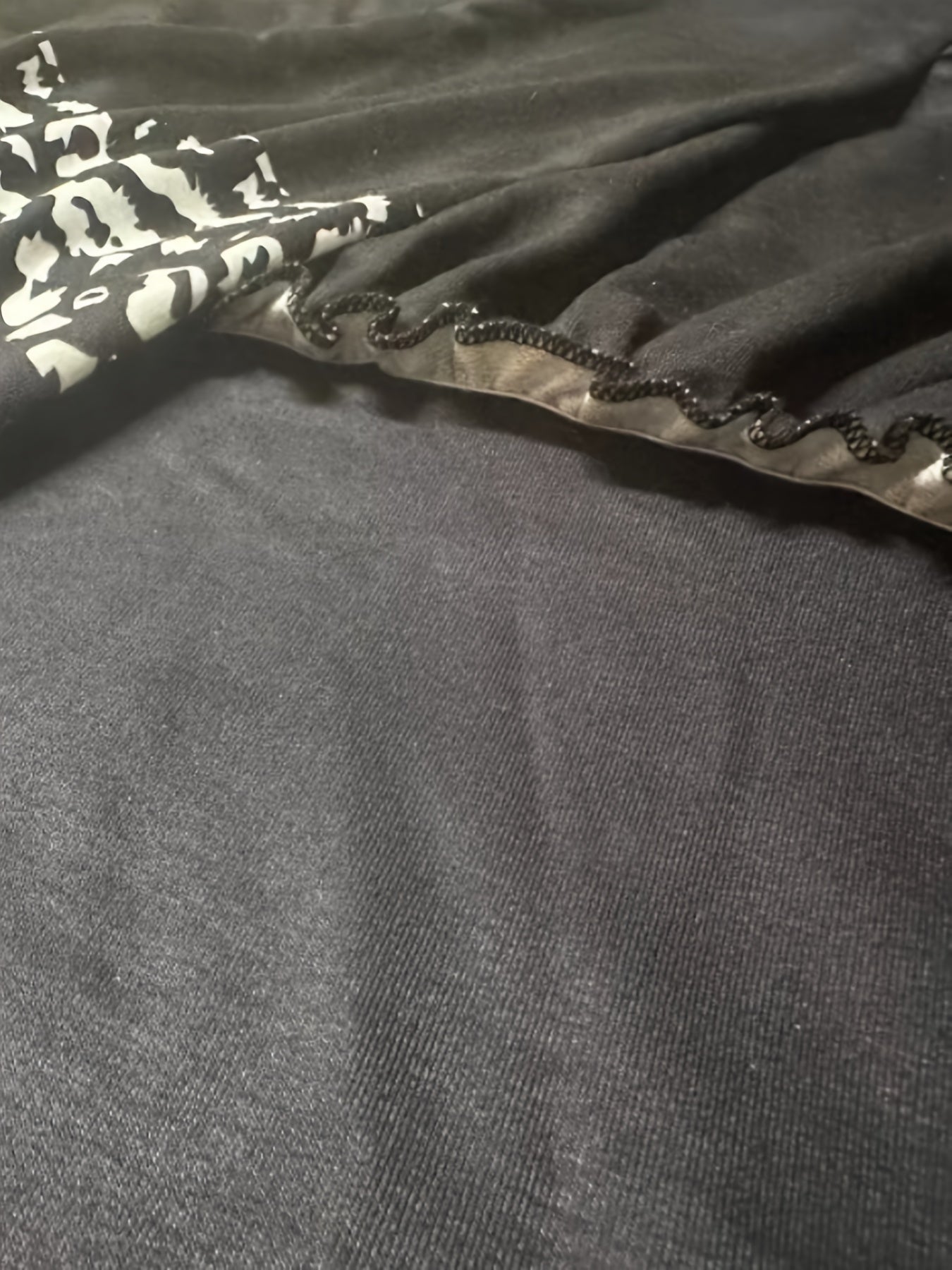 Antmvs Contrast Leopard & Stripe Print Dress, Casual Long Sleeve Crew Neck Ruffle Hem Dress, Women's Clothing