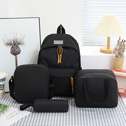 Versatile 4pcs Backpack Set - Lightweight & Durable, Large Capacity with Adjustable Straps & Zipper, Casual Style for Daily Use