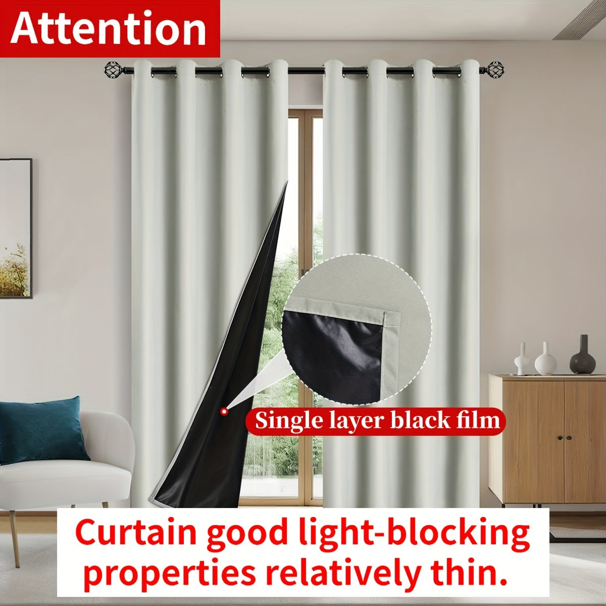 2 Pieces of Stylish Solid Blackout Curtains for Bedroom and Living Room - UV Protection, Easy Sliding, and Contemporary Design