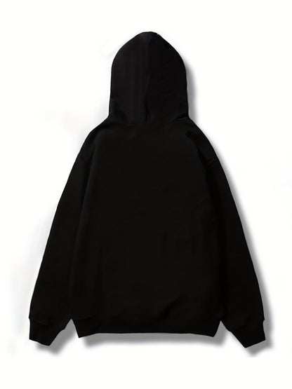 Antmvs Sequin Pattern Zip Front Hoodie, Casual Long Sleeve Hooded Sweatshirt, Women's Clothing