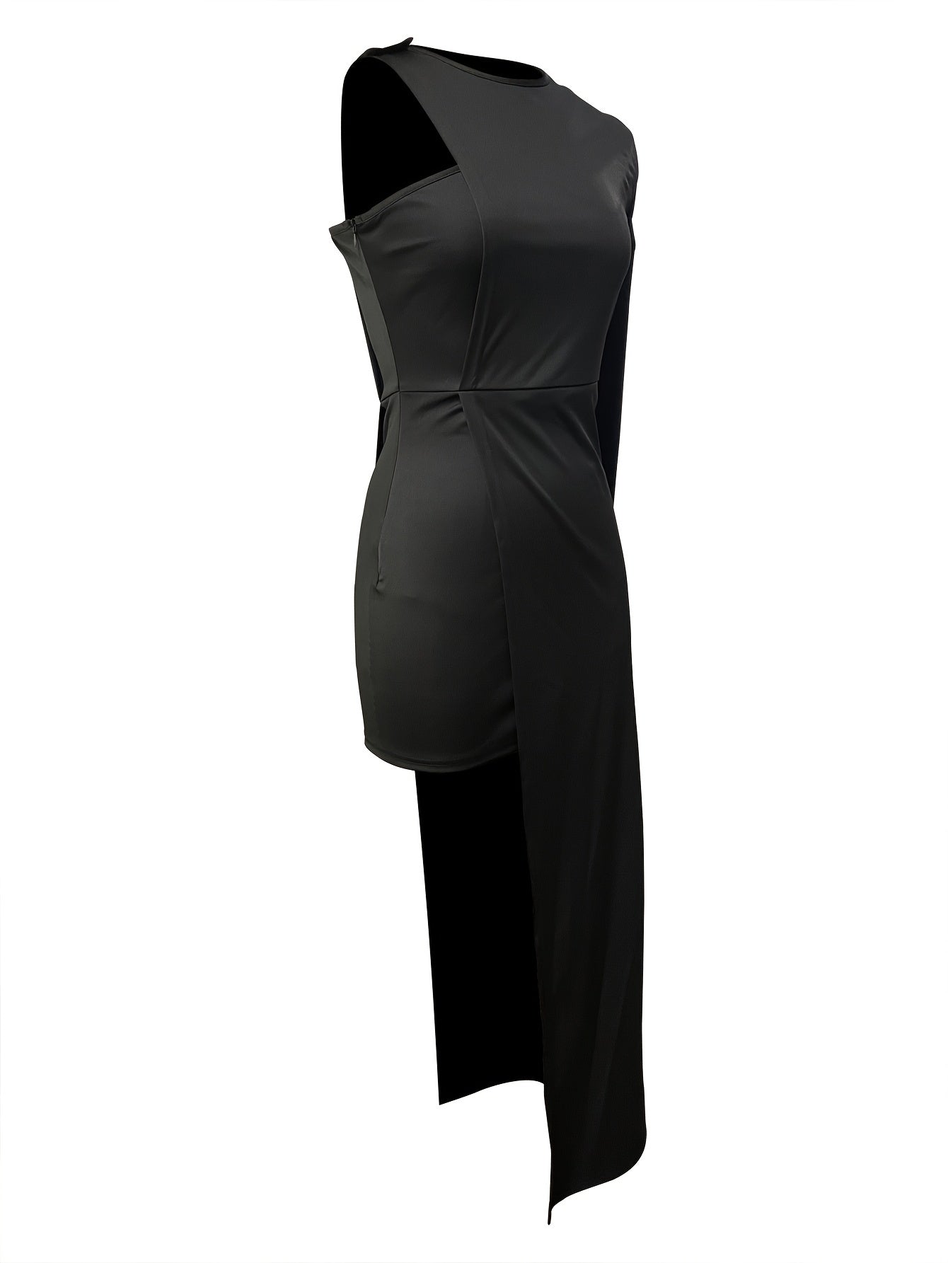 Antmvs Solid Asymmetric One Shoulder Dress, Long Semi Formal Elegant Dress, Women's Clothing