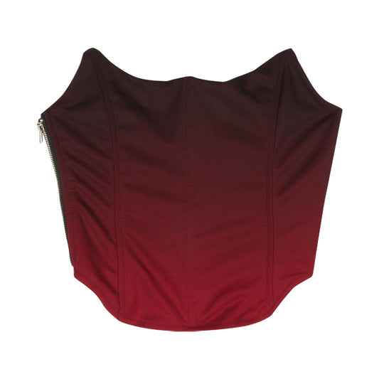 Antmvs Daria Gradient Red Sleeveless Corset Cropped Top