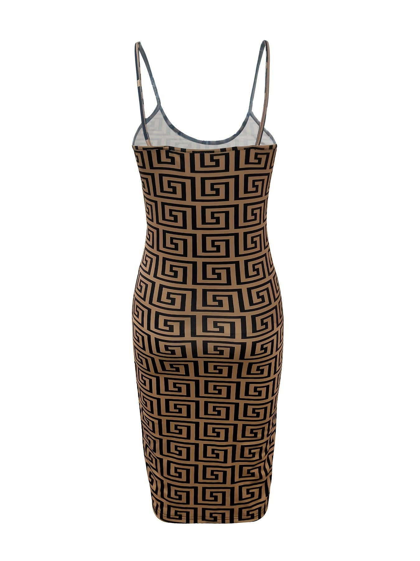 Antmvs Allover Print Backless Dress, Sexy Spaghetti Strap Bodycon Dress, Women's Clothing