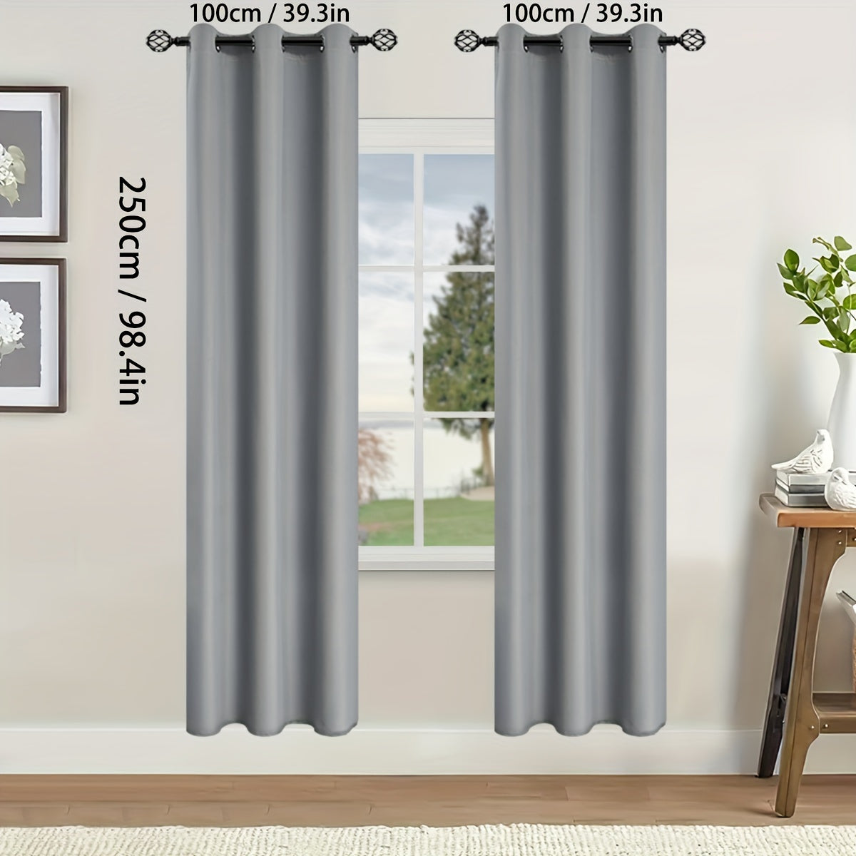 2 Pieces of Stylish Solid Blackout Curtains for Bedroom and Living Room - UV Protection, Easy Sliding, and Contemporary Design