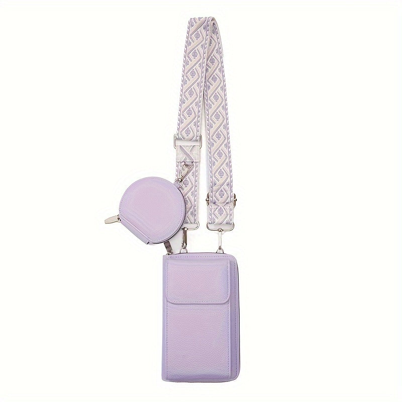 2-in-1 Women's Crossbody Shoulder Bag With Coin Purse, Casual Style Trendy Phone Pouch, Simple Design Shoulder Bag