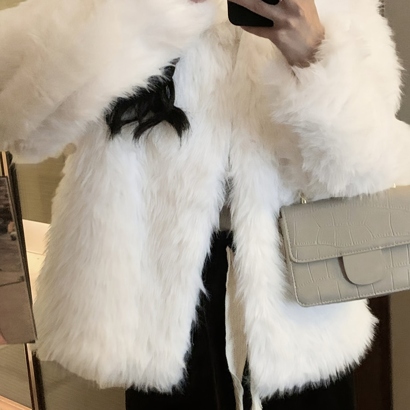 Antmvs Fuzzy Solid Coat, Casual Long Coat For Fall & Winter, Women's Clothing