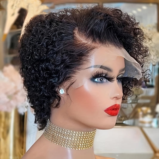 13x1 Lace Front Curly Wave Bob Wig - 150% Density, Preplucked Hairline, Transparent Deep Wave Lace Wig for Women and Men - Unisex, Basics Style, Suitable for All