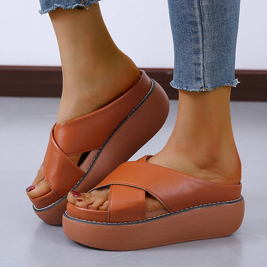 ANTMVS Foreign Trade plus Size Sandals Women's Outdoor Wear New Retro Sandals round Toe Half Slippers Factory in Stock