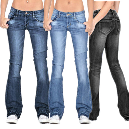 Antmvs Cross-Border Women's Jeans Skinny Stretch Tassel Bell-Bottom Pants Women's Pants Trousers Solid Color Jeans Women