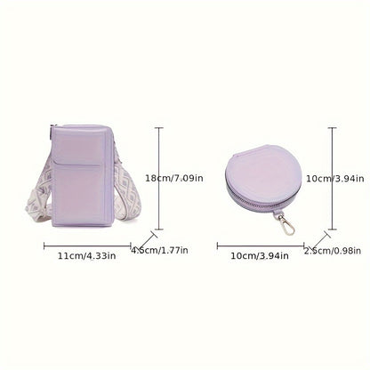 2-in-1 Women's Crossbody Shoulder Bag With Coin Purse, Casual Style Trendy Phone Pouch, Simple Design Shoulder Bag