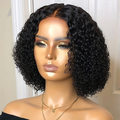 Human Hair Bob Wigs For Women 13x4 Curly Lace Front Wig Middle Part Brazilian Remy Hair 150% Density Curl Bob Wig