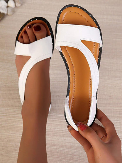 Solid Open Toe Flat Slippers