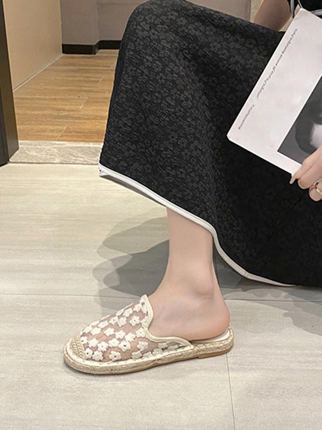 Lace Flat Non Slip Comfy Slippers