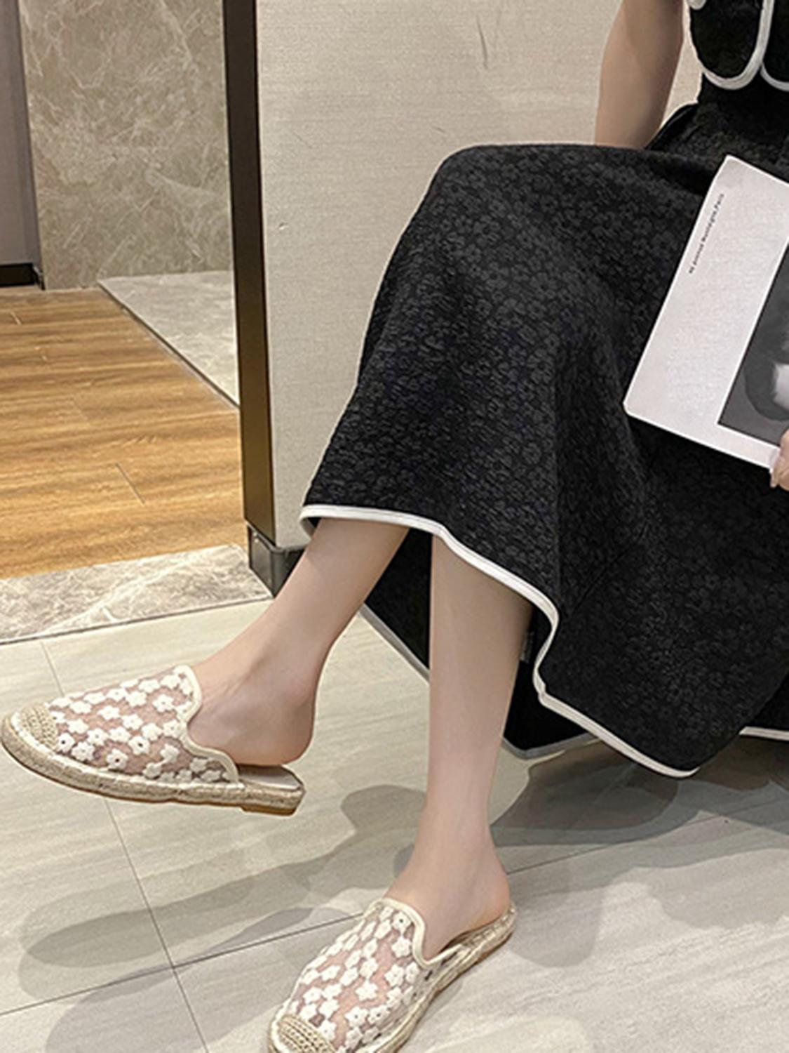 Lace Flat Non Slip Comfy Slippers