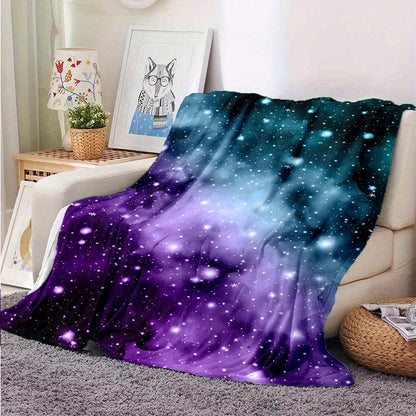 1pc Cozy Galaxy Print Throw Blanket - Soft Flannel Throws for Sofa, Bed, Travel, Camping, Living Room, Office, Couch, Chair, and Bed - Digital Printing Fleece Blanket with Warm, Lightweight, and Plush Fabric, Perfect Gifts for Family or Friends