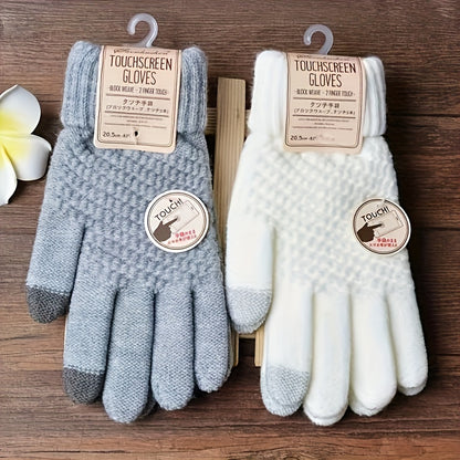 4pairs Pineapple Patter Jacquard Gloves, Short Thickened Warm Knit Touchscreen Gloves, Fall Winter Outdoor Coldproof Riding Gloves