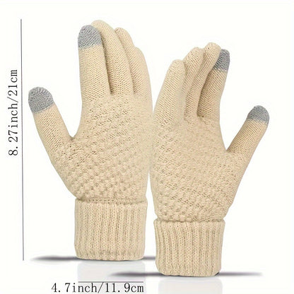 4pairs Pineapple Patter Jacquard Gloves, Short Thickened Warm Knit Touchscreen Gloves, Fall Winter Outdoor Coldproof Riding Gloves