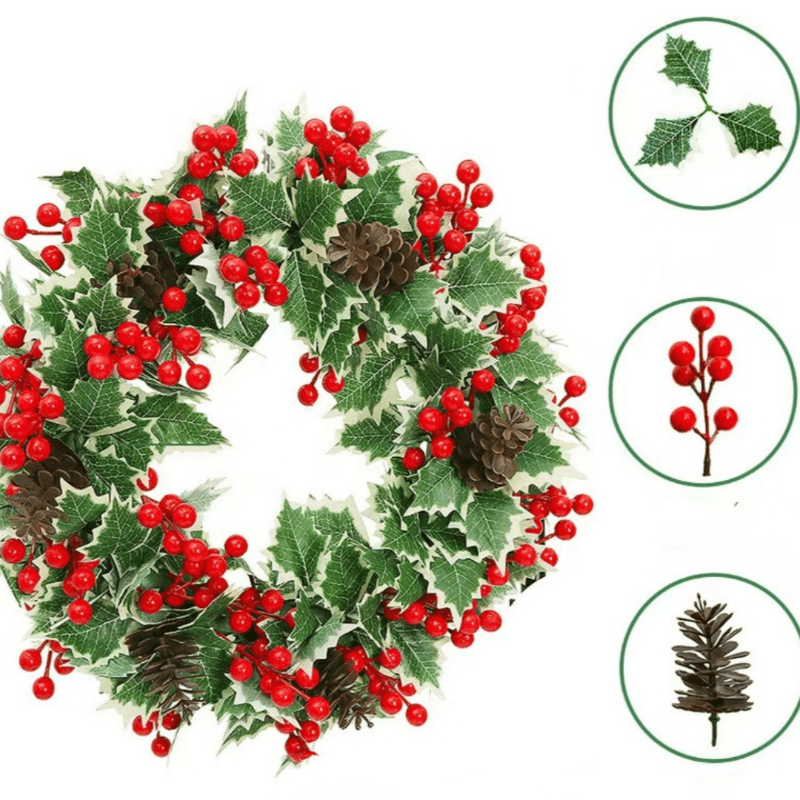 1pc Festive Artificial Christmas Wreath - Perfect for Door & Home Decor, Indoor/Outdoor Holiday Garland