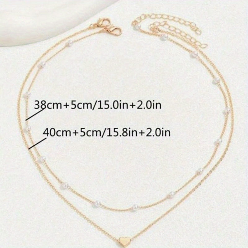 Pearl Love Necklace Multi-layer Pearl Pendant Clavicle Chain Female Vintage Multi-Layer Wear Necklace