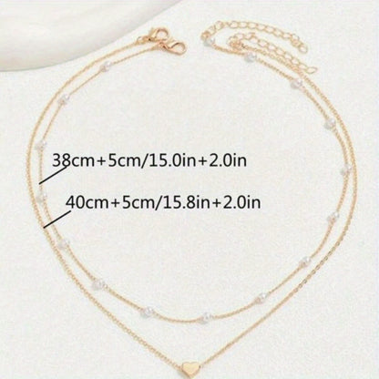 Pearl Love Necklace Multi-layer Pearl Pendant Clavicle Chain Female Vintage Multi-Layer Wear Necklace