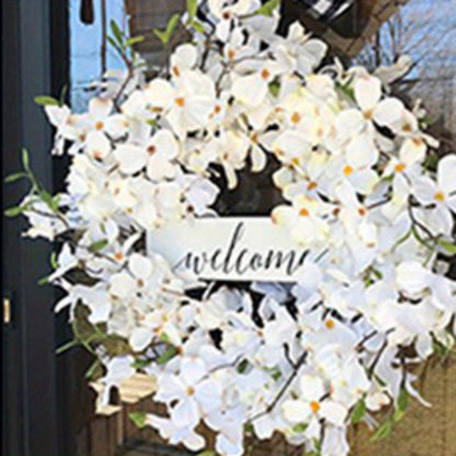 45CM/17.72IN Dogwood Wreath Front Door Wreath Cluster Flower for Christmas Festival Celebration Front Door Wall Window Hanging Christmas