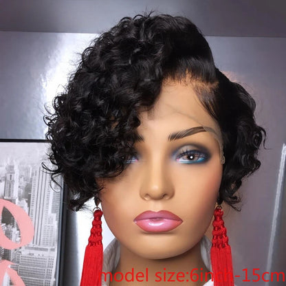 Brazilian Human Hair Wigs For Black Women Wig Short Pixie Curly Wig Pre Plucked 13x4x1 Lace Frontal Wig Deep Wave